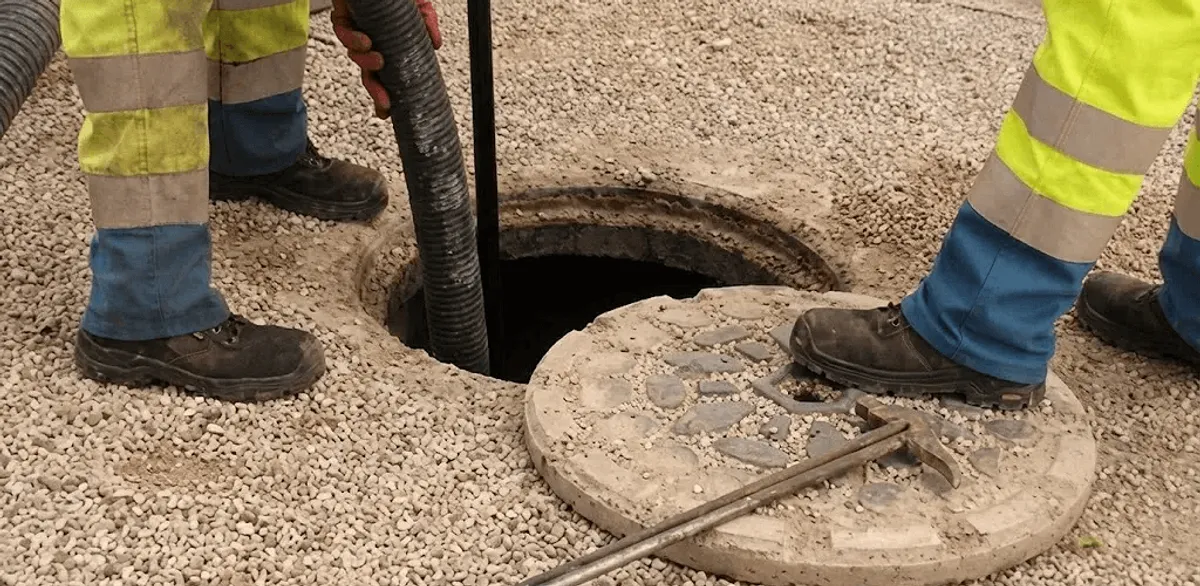 Drain cleaning crew clearing a sewer access point with professional equipment in Chicago, IL